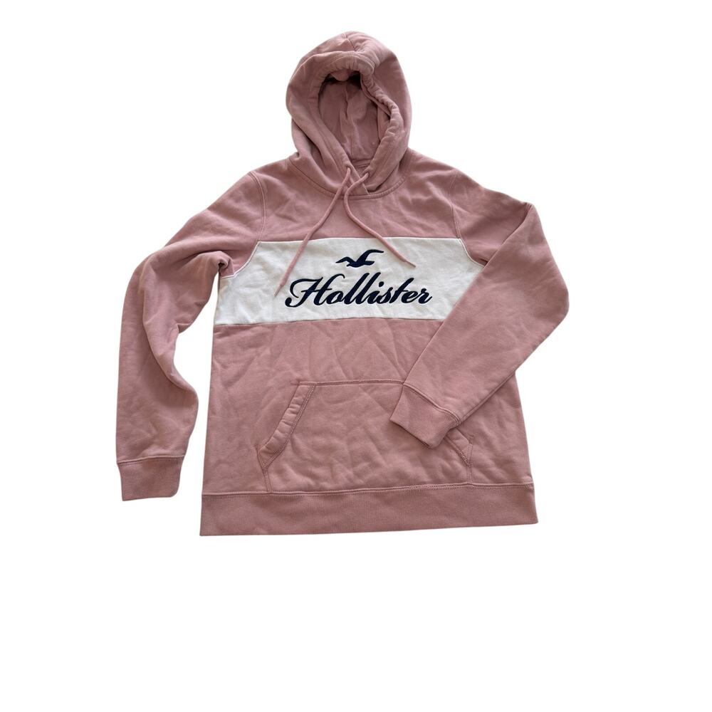 Hollister Hoodie Color Block Pink White Navy Spellout XC Women's Medium